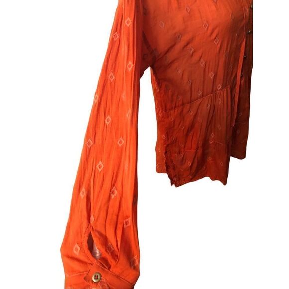 Anthropologie Pilcro harvest orange tiered tunic with metal button accents down - Picture 10 of 16